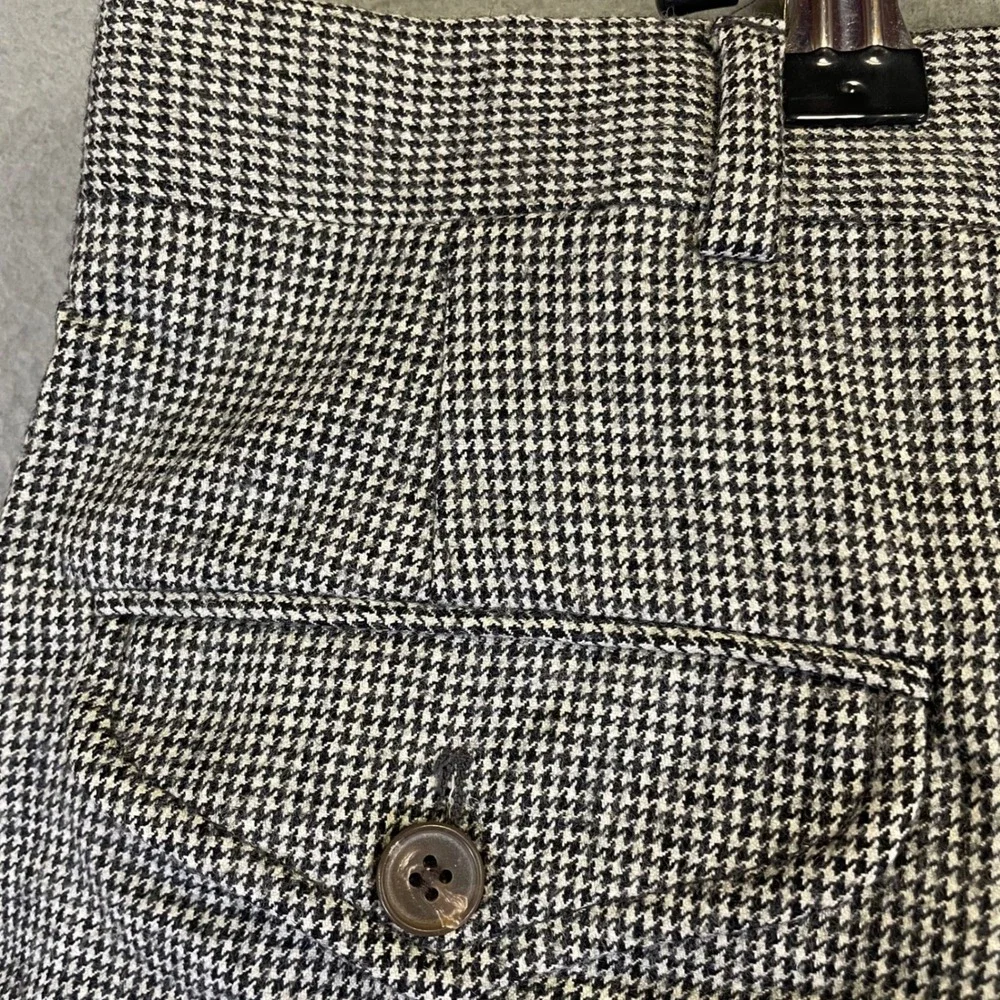 Barry I Bricken Wool Trousers Mens 36x30 Houndstooth Pleated Vintage USA